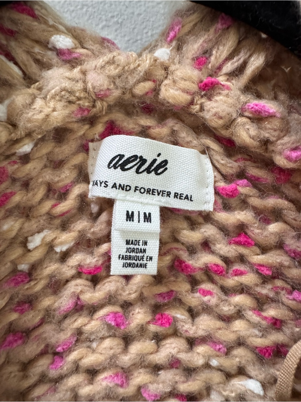 aerie Pink Speckled Open-Front Knit Cardigan - Picture 2 of 4